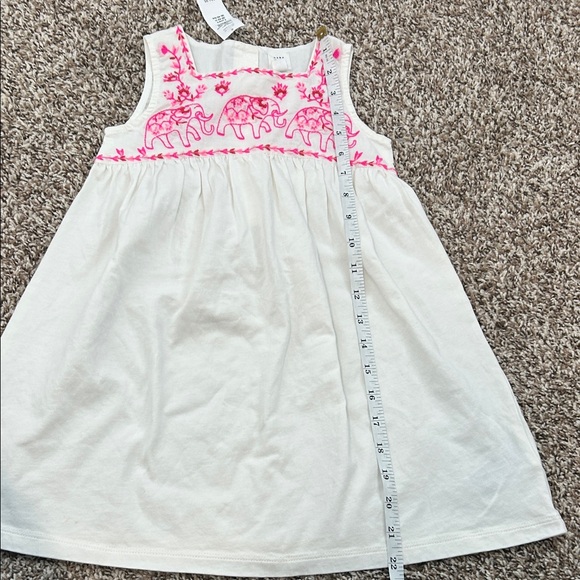 Gap Kids White and Pink Elephant Embroidered Kids Dress 4 - Picture 6 of 8